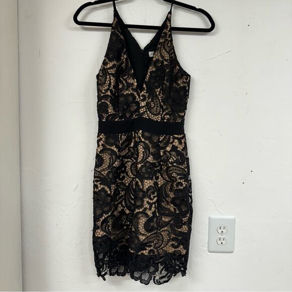 Dress The Population Black Lace Sleeveless Mini Cocktail Dress Womens XS Formal - Picture 2 of 14
